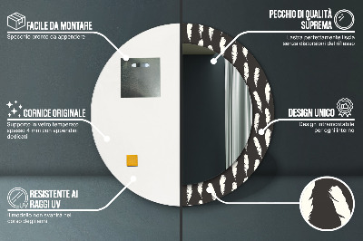 Miroir rond imprimé Plumes