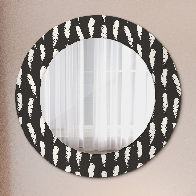 Miroir rond imprimé Plumes