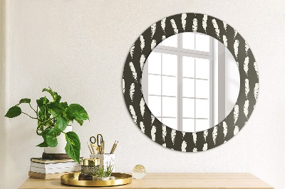 Miroir rond imprimé Plumes