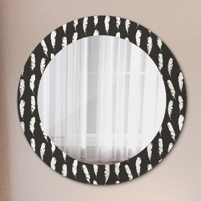 Miroir rond imprimé Plumes