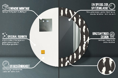 Miroir rond imprimé Plumes