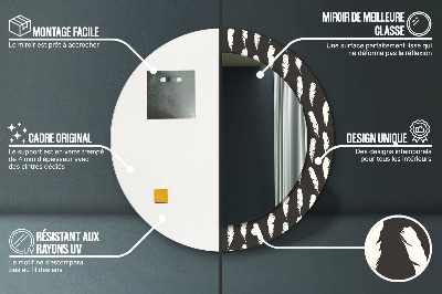 Miroir rond imprimé Plumes