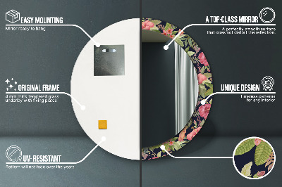 Miroir rond avec décoration Fleurs d'hibiscus