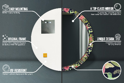 Miroir rond avec décoration Fleurs d'hibiscus