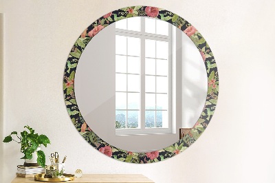 Miroir rond avec décoration Fleurs d'hibiscus