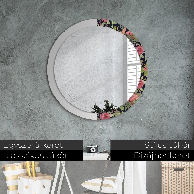 Miroir rond avec décoration Fleurs d'hibiscus