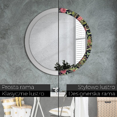 Miroir rond avec décoration Fleurs d'hibiscus