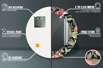 Miroir rond avec décoration Fleurs d'hibiscus