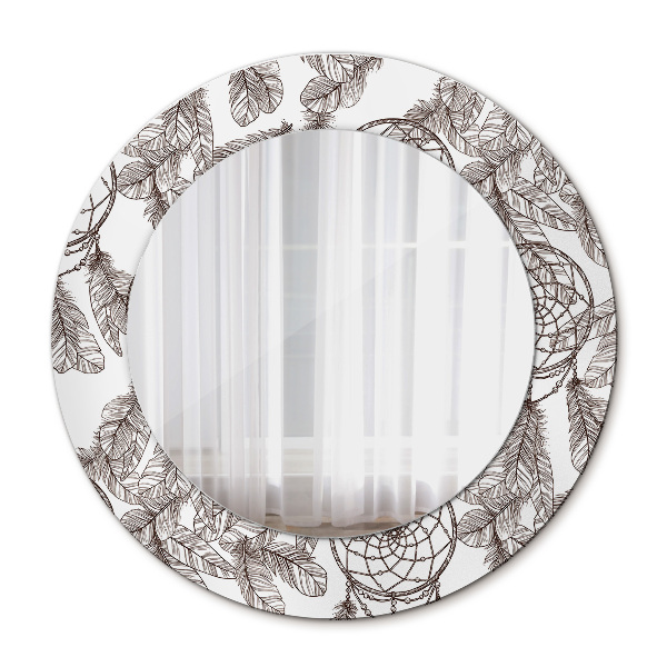 Miroir rond avec décoration Plumes d'attrape-rêves