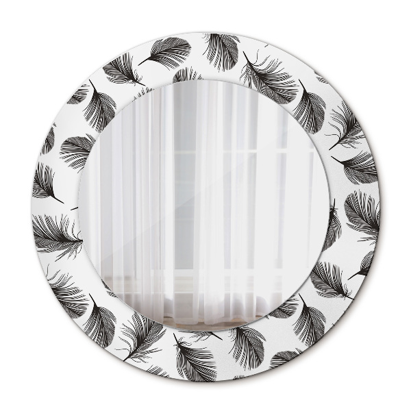 Miroir rond imprimé Plumes
