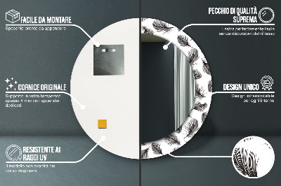 Miroir rond imprimé Plumes