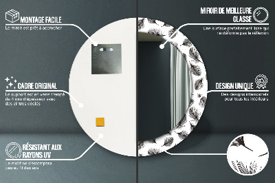 Miroir rond imprimé Plumes