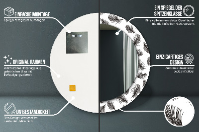 Miroir rond imprimé Plumes