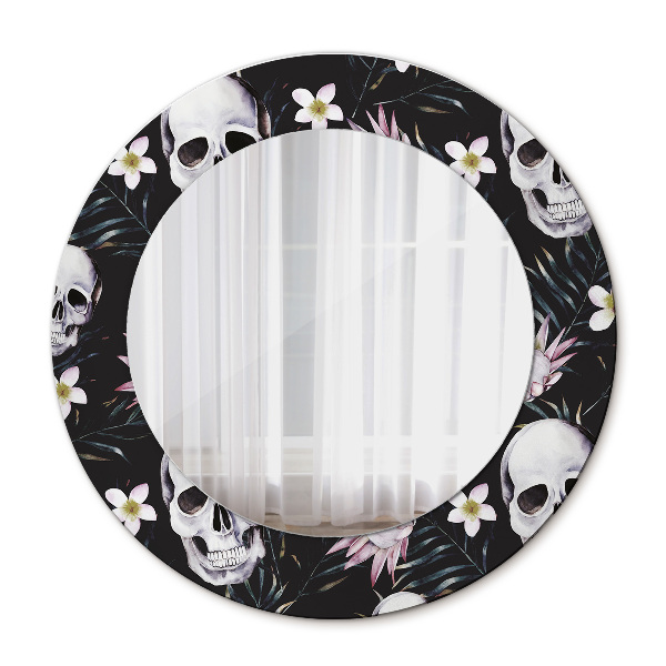 Miroir rond imprimé Fleurs de crâne