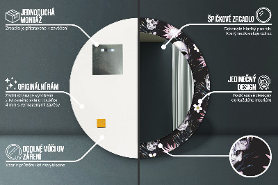 Miroir rond imprimé Fleurs de crâne