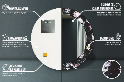 Miroir rond imprimé Fleurs de crâne