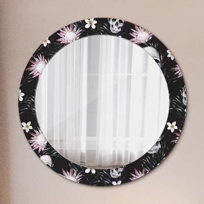 Miroir rond imprimé Fleurs de crâne