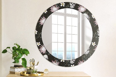 Miroir rond imprimé Fleurs de crâne