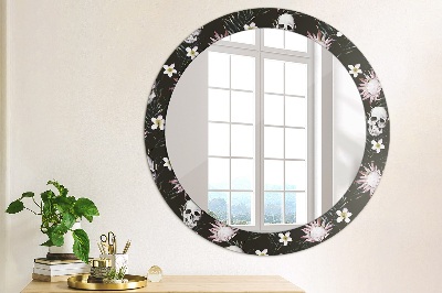 Miroir rond imprimé Fleurs de crâne