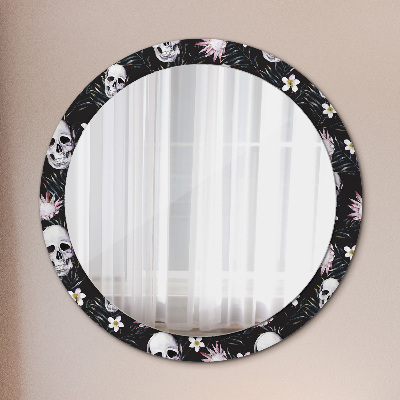 Miroir rond imprimé Fleurs de crâne