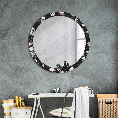 Miroir rond imprimé Fleurs de crâne