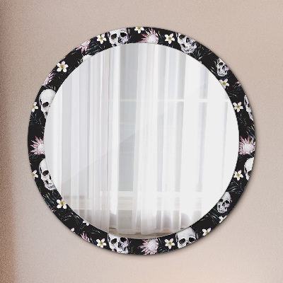 Miroir rond imprimé Fleurs de crâne