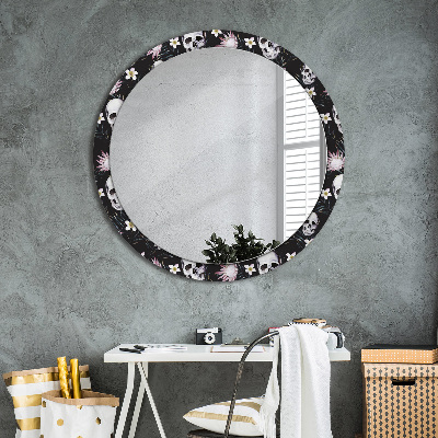 Miroir rond imprimé Fleurs de crâne