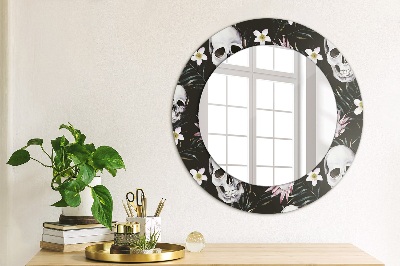 Miroir rond imprimé Fleurs de crâne
