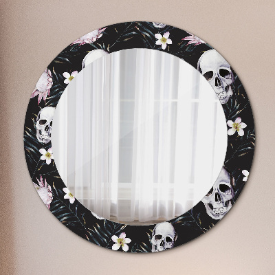 Miroir rond imprimé Fleurs de crâne