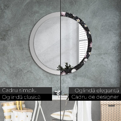 Miroir rond imprimé Fleurs de crâne