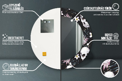 Miroir rond imprimé Fleurs de crâne