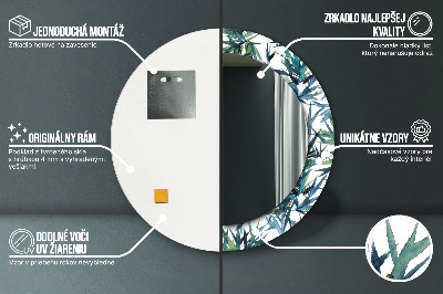 Miroir rond avec décoration Palmiers bleus