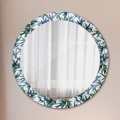 Miroir rond avec décoration Palmiers bleus