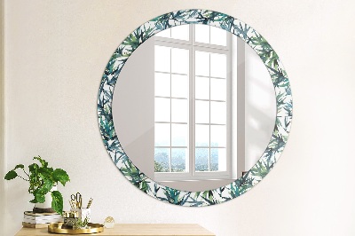 Miroir rond avec décoration Palmiers bleus