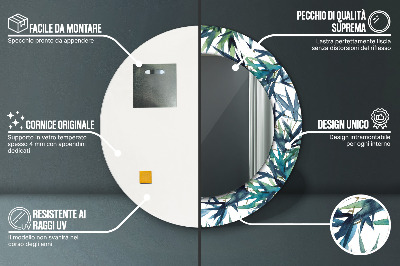 Miroir rond avec décoration Palmiers bleus