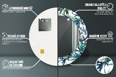 Miroir rond avec décoration Palmiers bleus