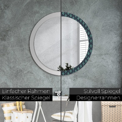 Miroir rond avec décoration Motif floral