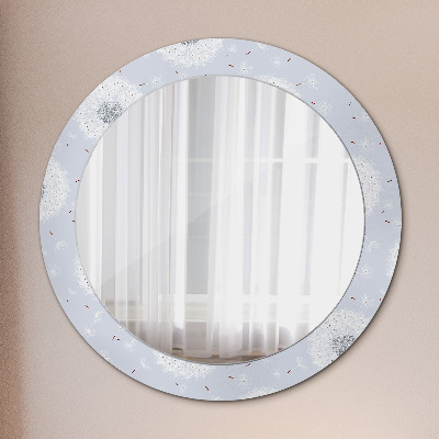 Miroir rond avec décoration Fleurs de pissenlit