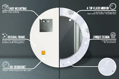 Miroir rond avec décoration Fleurs de pissenlit