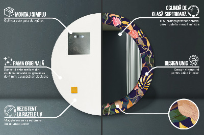 Miroir rond imprimé Plantes à l'aquarelle