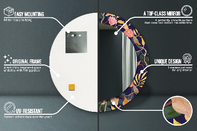 Miroir rond imprimé Plantes à l'aquarelle