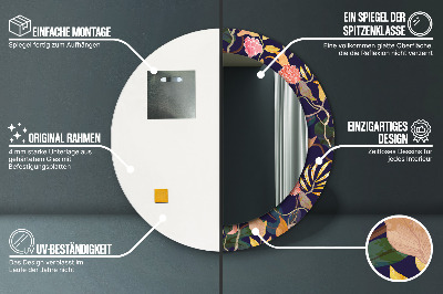 Miroir rond imprimé Plantes à l'aquarelle