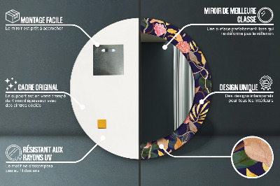 Miroir rond imprimé Plantes à l'aquarelle