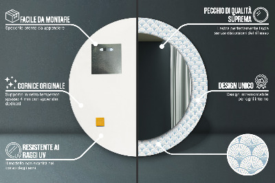 Miroir rond avec décoration Rétro japonais