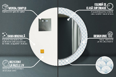 Miroir rond avec décoration Rétro japonais