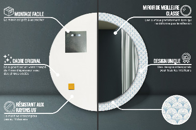 Miroir rond avec décoration Rétro japonais