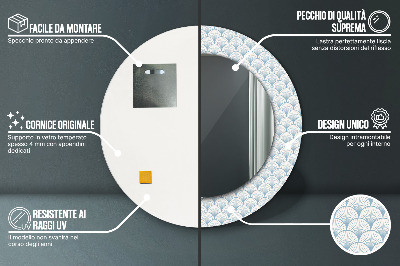 Miroir rond avec décoration Rétro japonais