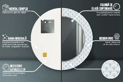 Miroir rond avec décoration Rétro japonais