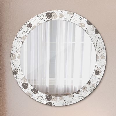 Miroir rond imprimé Floral abstrait