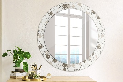 Miroir rond imprimé Floral abstrait